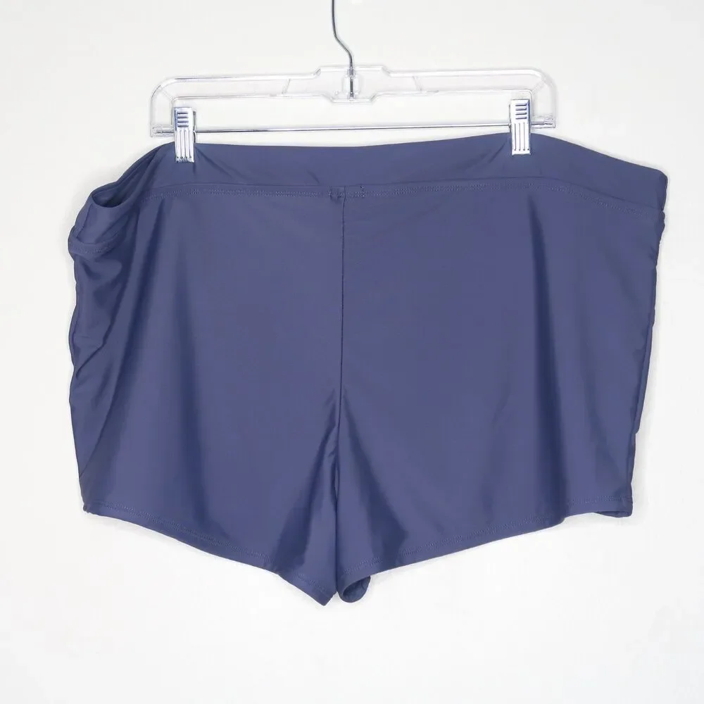True Craft Womens Spandex Shorts Plus Size 2X Blue Active Gym‎ Training Yoga